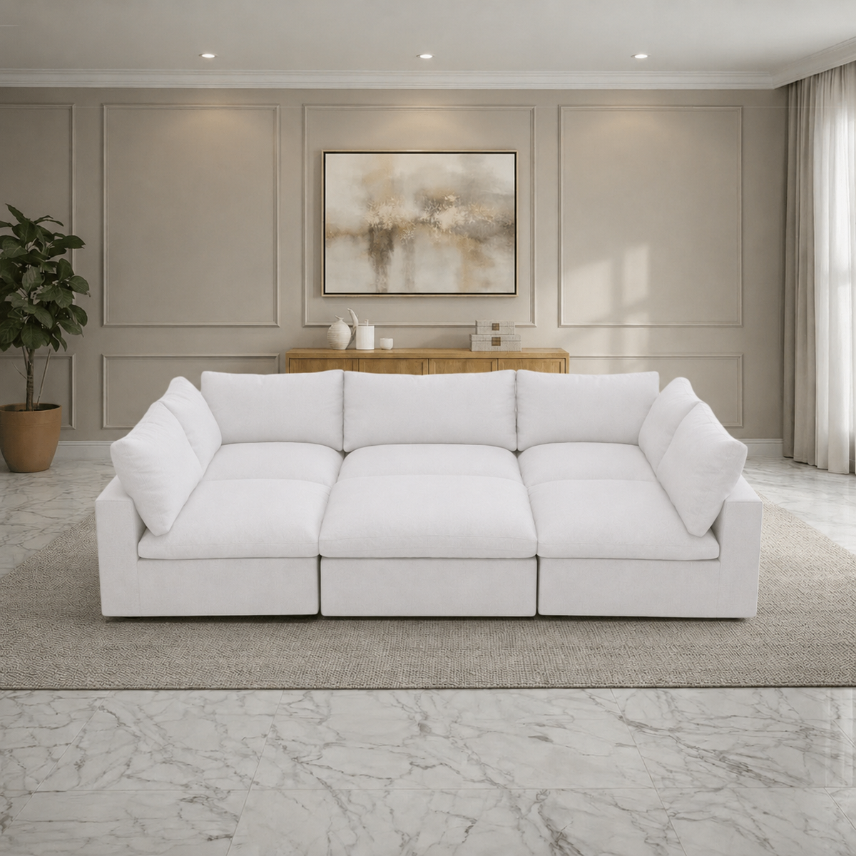 Butterscotch Cloud 6 Piece "Pit" Sectional