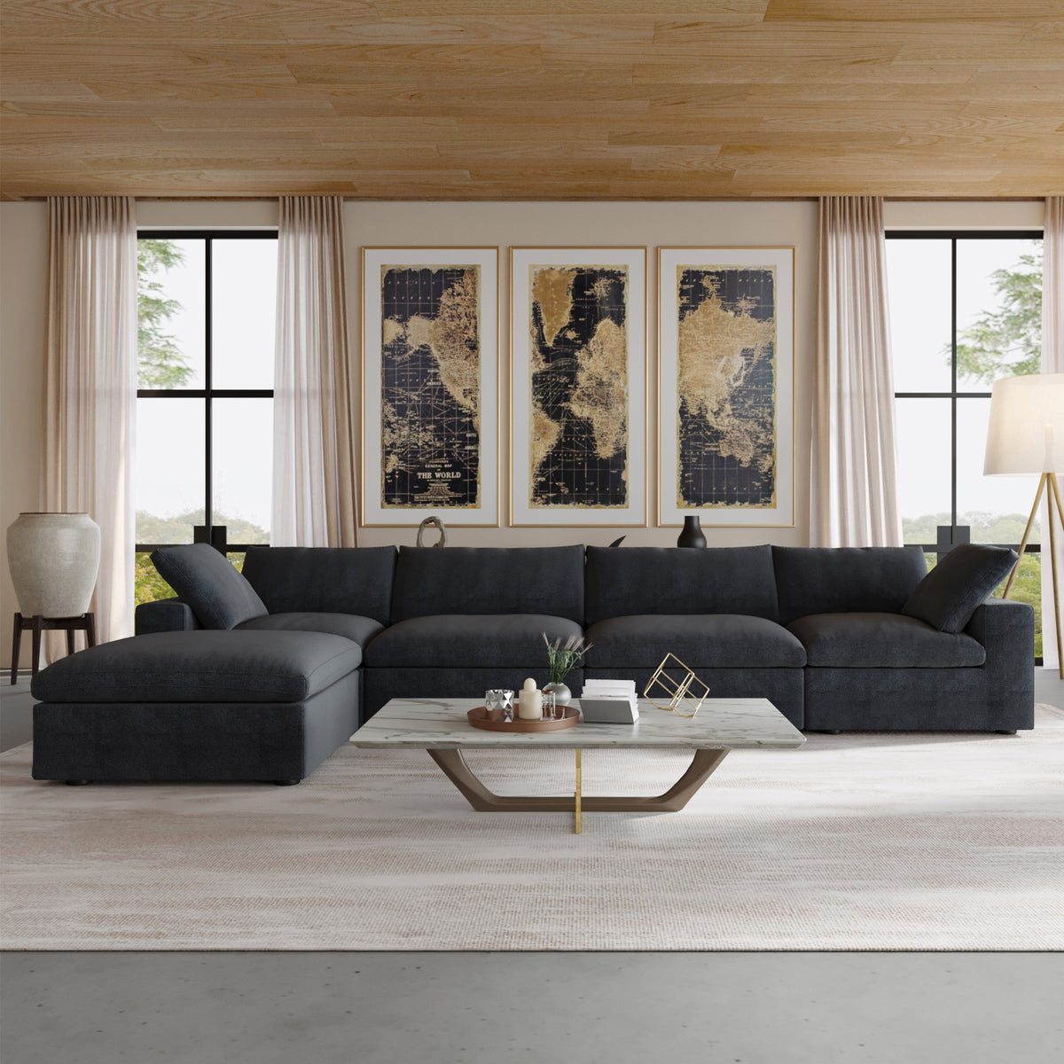 Butterscotch Cloud 5 Piece Sectional