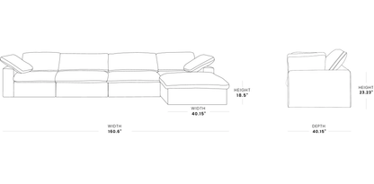 Butterscotch Cloud 5 Piece Sectional