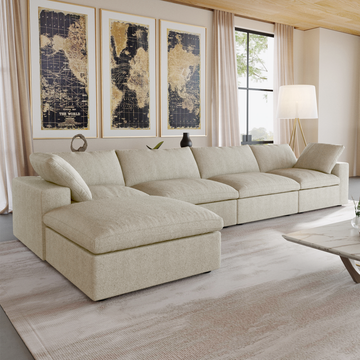 Butterscotch Cloud 5 Piece Sectional