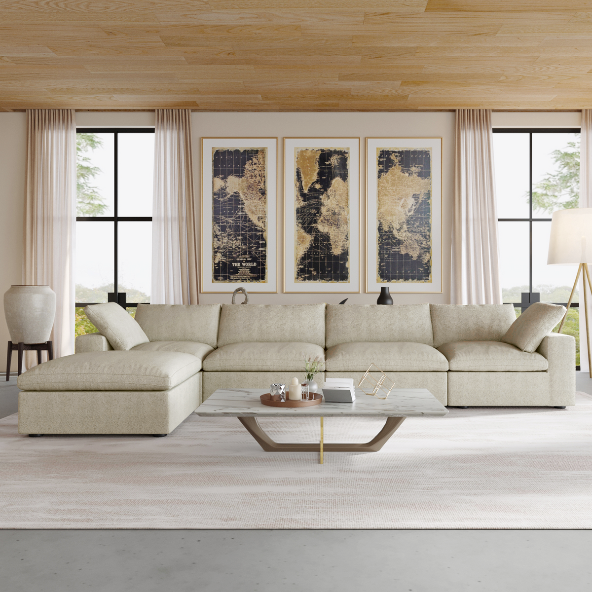Butterscotch Cloud 5 Piece Sectional