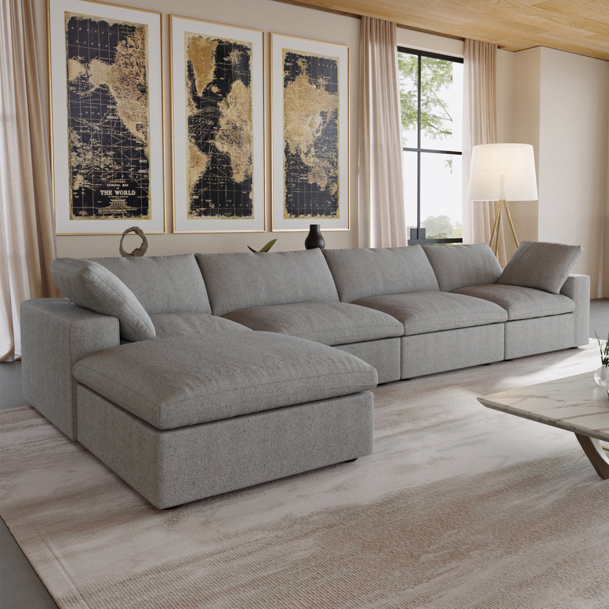Butterscotch Cloud 5 Piece Sectional