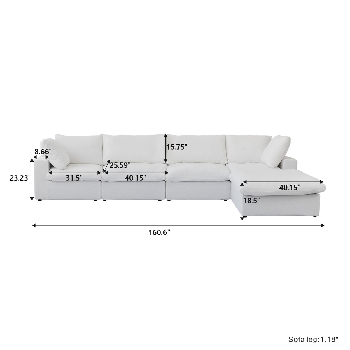 Butterscotch Cloud 5 Piece Sectional