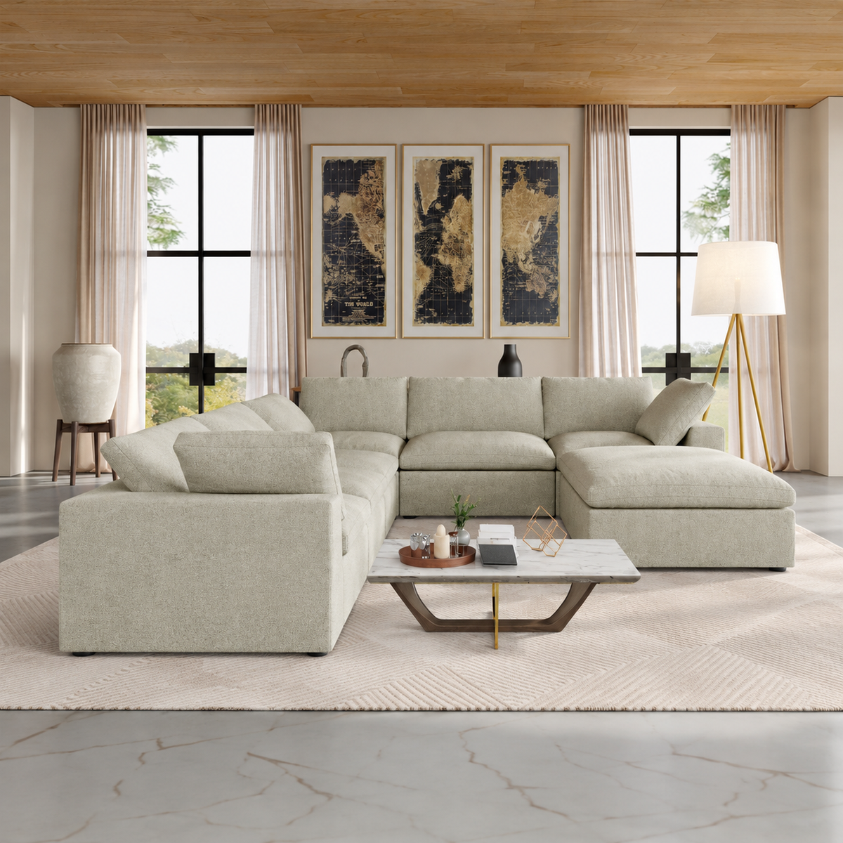 Butterscotch Cloud 6 Piece Corner Sectional