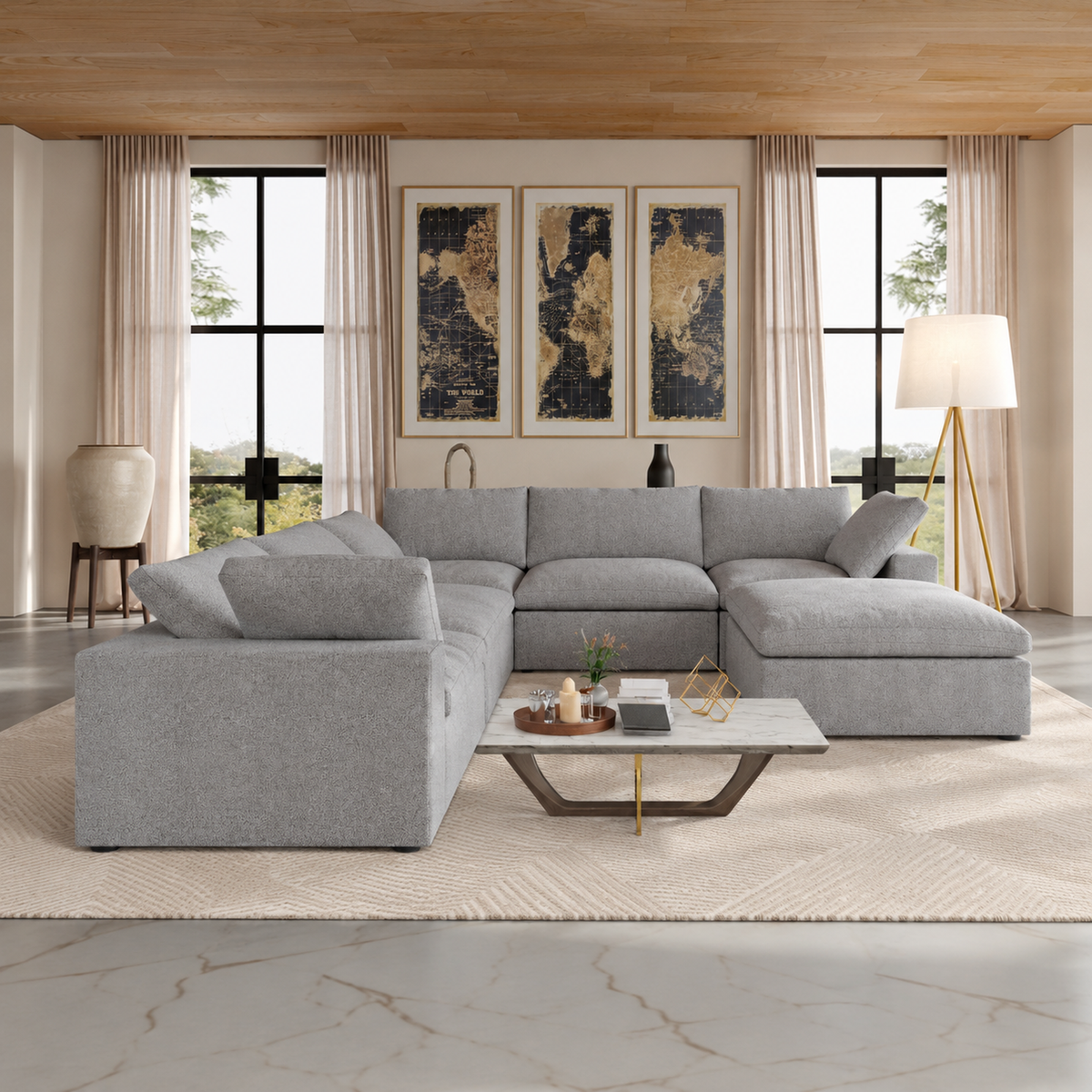 Butterscotch Cloud 6 Piece Corner Sectional