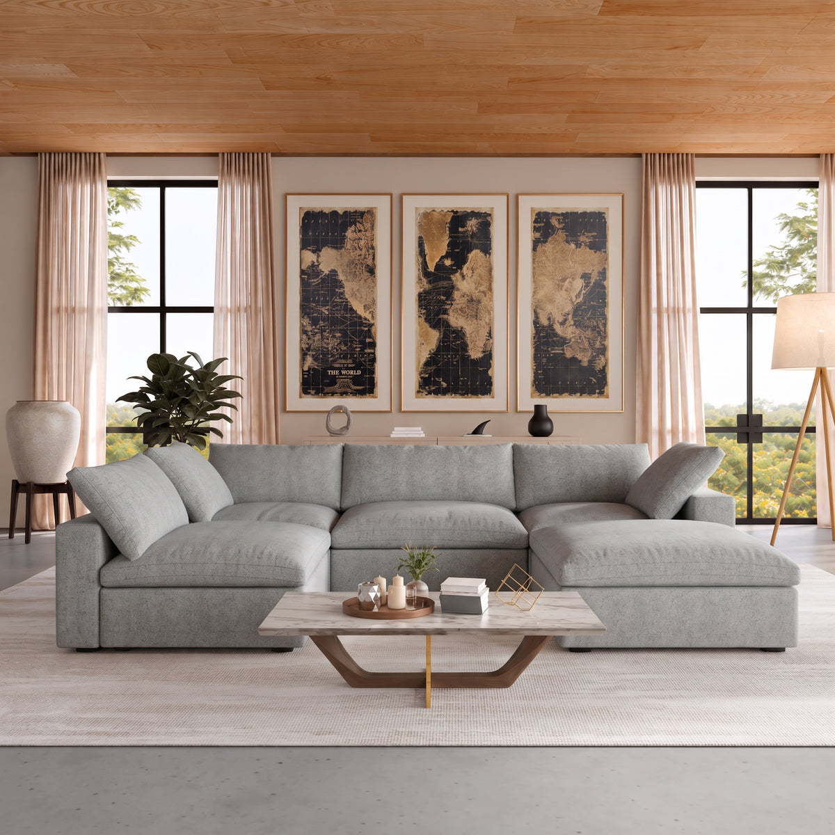 Butterscotch Cloud 5 Piece Corner Sectional