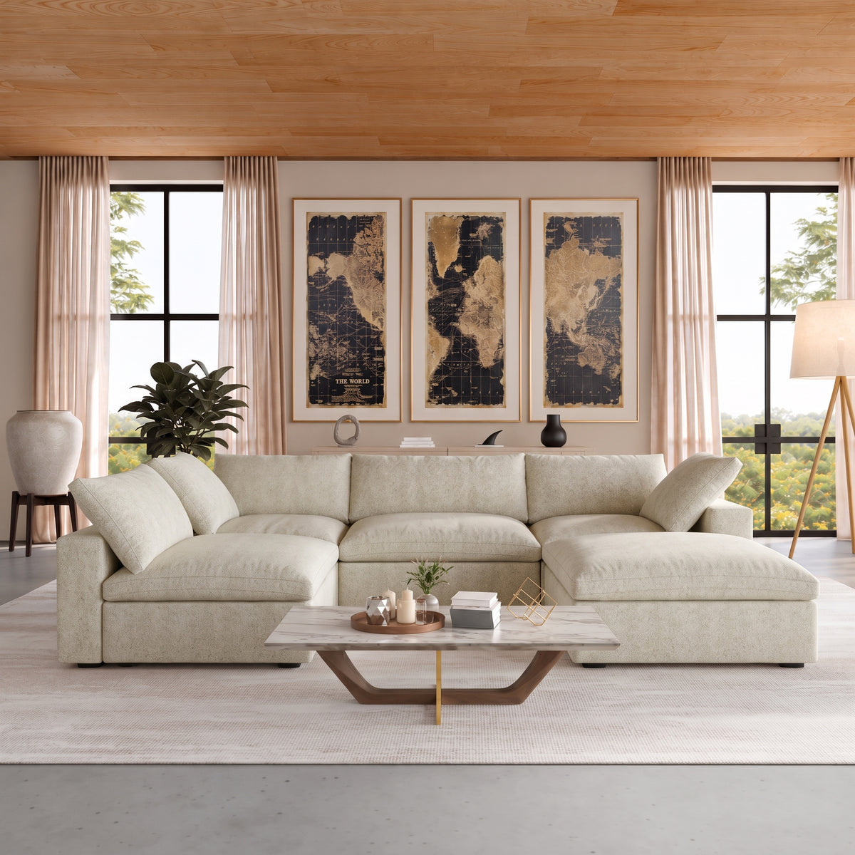 Butterscotch Cloud 5 Piece Corner Sectional